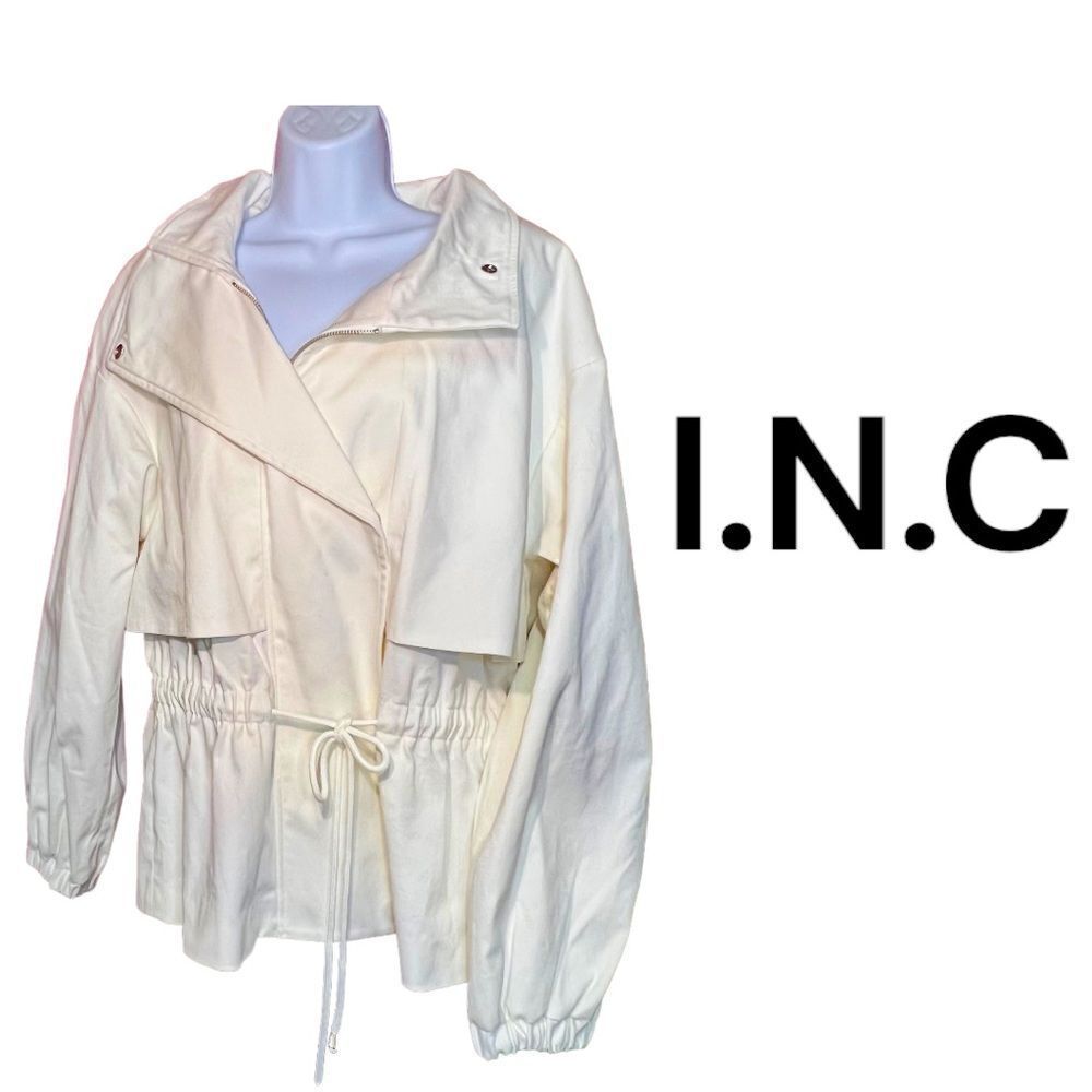 INC International Concepts Full Zip Jacket Womens Size XL Solid White